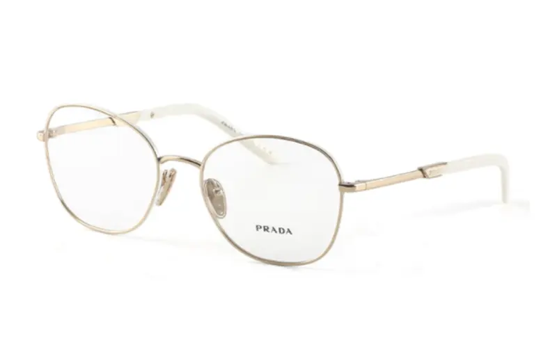 PRADA Metal Irregular Shape Eyeglass Frames Women's Gold