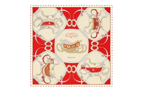 HERMES Scarves Unisex Red