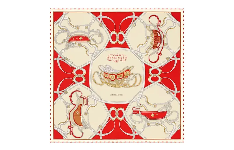 HERMES Scarves Unisex Red