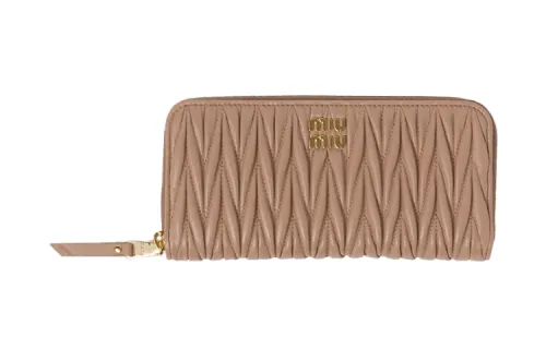 MIU MIU Nappa Leather Wallet Women's Brown