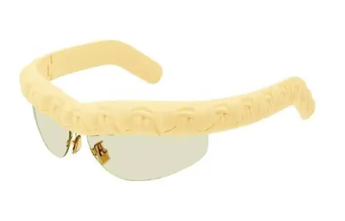 Bottega Veneta Acetate Irregular Shape Eyeglass Frames Women's Yellow