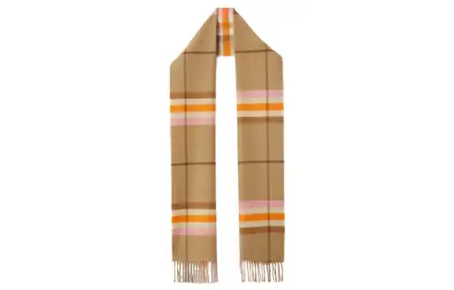 【Previous Season】check-print fringed cashmere scarf