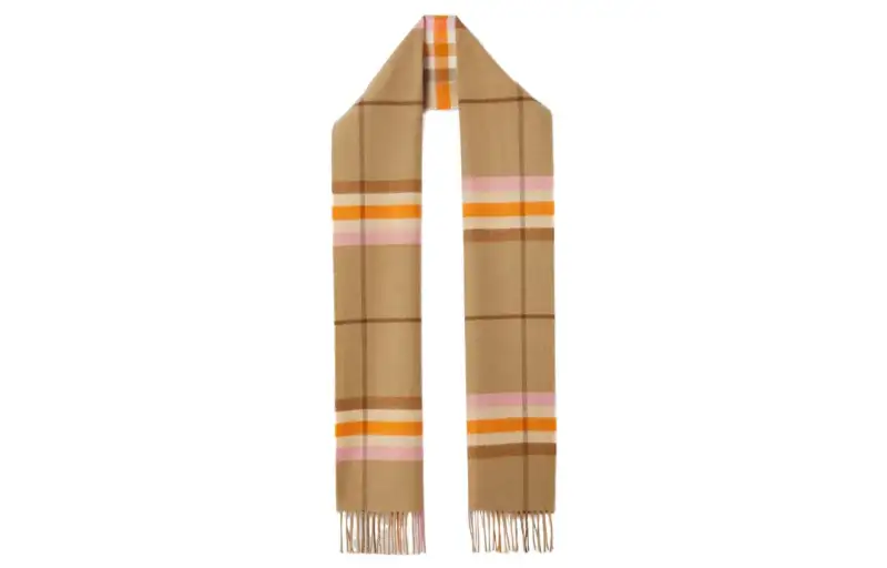 【Previous Season】check-print fringed cashmere scarf