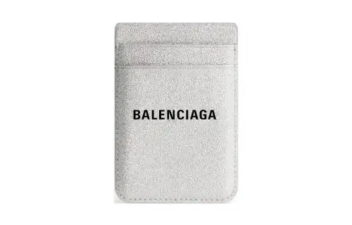 Balenciaga Cash Artificial Leather Card Holder Card Holder Unisex Silver