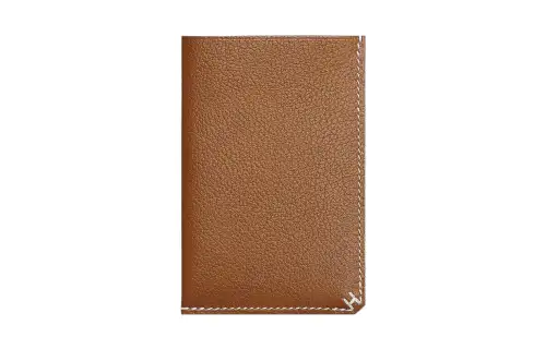 HERMES Evercolor Calfskin Card Holder Unisex 37 Gold Brown
