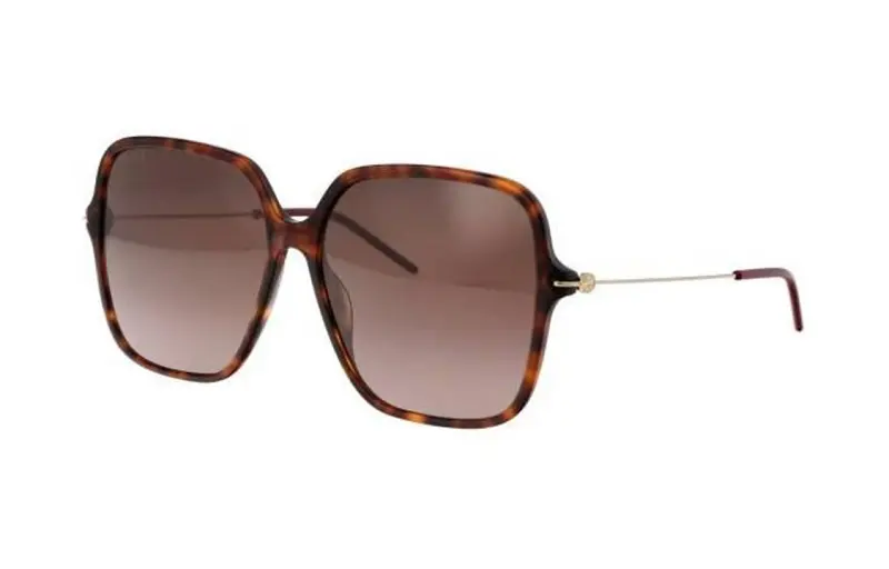 GUCCI Irregular Shape Sunglasses Women's Gold