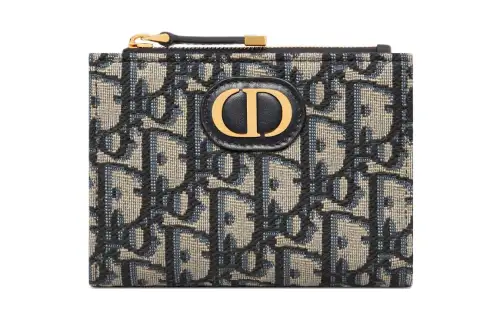 DIOR 30 Montaigne Jacquard Card Holder, Wallet Women's Blue