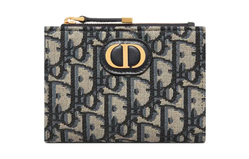 DIOR 30 Montaigne Jacquard Card Holder, Wallet Women's Blue