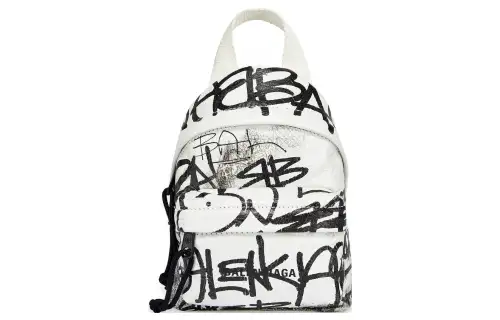 Balenciaga Explorer Sheepskin Backpack Mini Men's Black/White