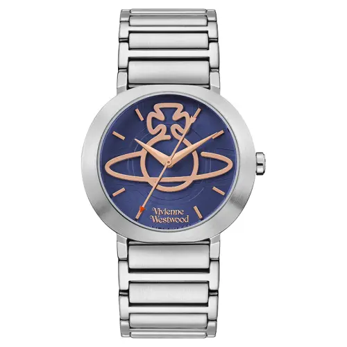 Vivienne Westwood Vivienne westwood, quartz watch strap stainless steel, blue dial, women's watch, retro badge, quartz mechanism