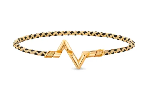 LOUIS VUITTON Volt Polyamide 18K Gold Bracelets Unisex Gold