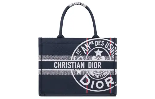 DIOR BookTote Embroidery Tote Bag, Shopping Bag, Handbag Medium Women's Blue