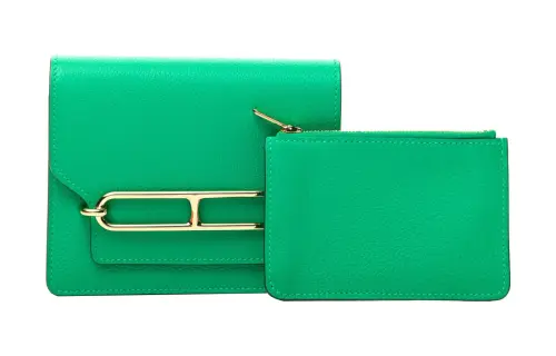 HERMES Roulis Evercolor Calfskin Pig Nose Card Holder Fanny Pack Wallet Women's 6W Menthe Mint Green