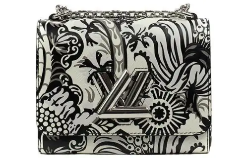 LOUIS VUITTON Twist Leather Shoulder Bag, Crossbody Bag Women's Black/White
