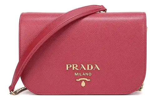PRADA Cow Leather Clutch, Crossbody Bag, Shoulder Bag Women's Red