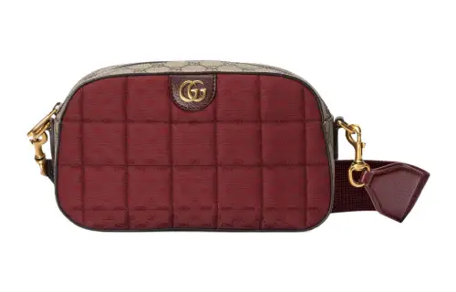 GUCCI Ophidia Canvas With Leather Crossbody Bag, Shoulder Bag Women's Red