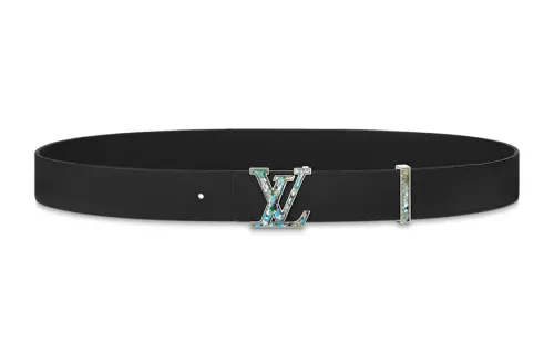 LOUIS VUITTON Cow Leather Belts Unisex Black Width 3.5cm