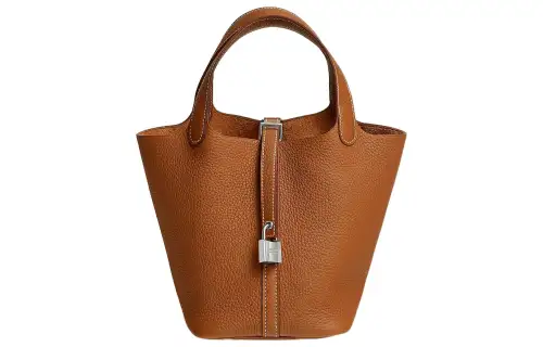 HERMES Bag Picotin 18 Lock Clemence Leather Gold
