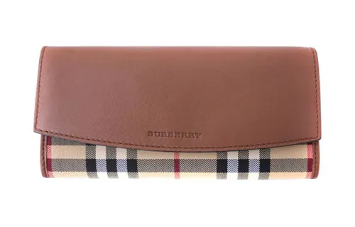 Burberry Fabric With Leather Clutch Card Holder, Wallet Women's Brown
