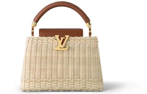 LOUIS VUITTON Capucines Leather Trim Woven Bag, Capucin Shoulder Bag, Crossbody Bag, Handbag Small Women's