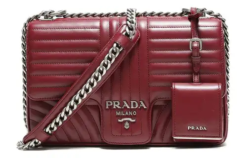 PRADA Cow Leather Crossbody Bags Women's Red
