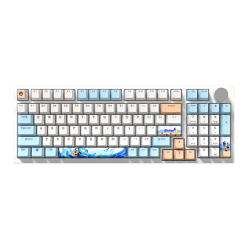 Xuanpai Xuanpanda series PD98 three-mode mechanical keyboard 98 keys Gasket structure hot-swappable PBT keycaps RGB lighting effect glass fiber positioning plate Surf Panda/Magic Panda