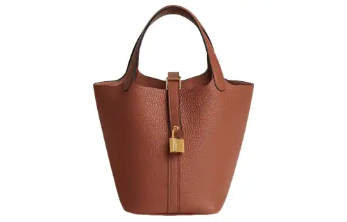 HERMES Picotin Lock Clemence Bullock Leather Basket Bag, Bucket Bag, Handbag 18 Women's 6C Cuivre Pumpkin