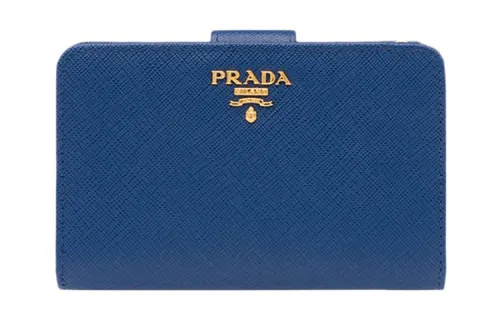 PRADA Leather Wallet Small Women's Blue