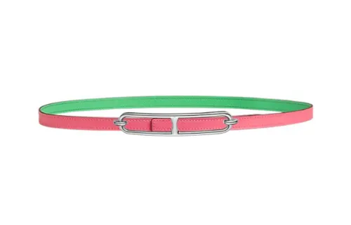 HERMES Calfskin Leather Belts Women's Pink Width 13mm