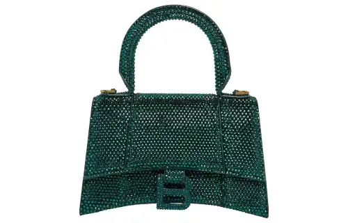 Balenciaga Hourglass Xs Hangbag With Rhinestones Green