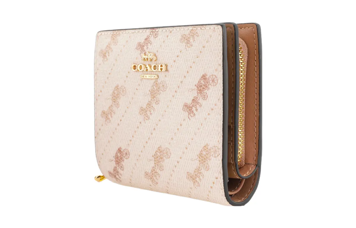 COACH Snap Wallet Canvas With Leather Card Holder, Wallet Women's Ecru