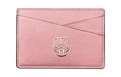 CARTIER PANTHÈRE Calfskin Card Holder Women's Light Pink
