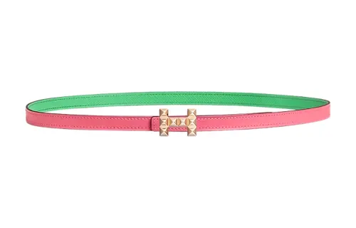 HERMES Calfskin Leather Belts Women's Pink Width 1.3cm