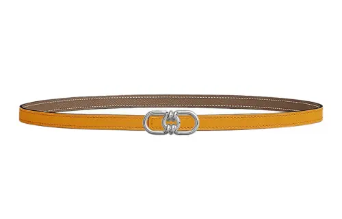 HERMES Cow Leather Belts Women's Yellow Width 1.3cm