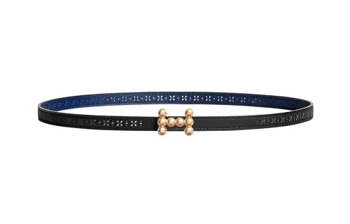 HERMES Calfskin Leather Belts Women's Width 1.3cm