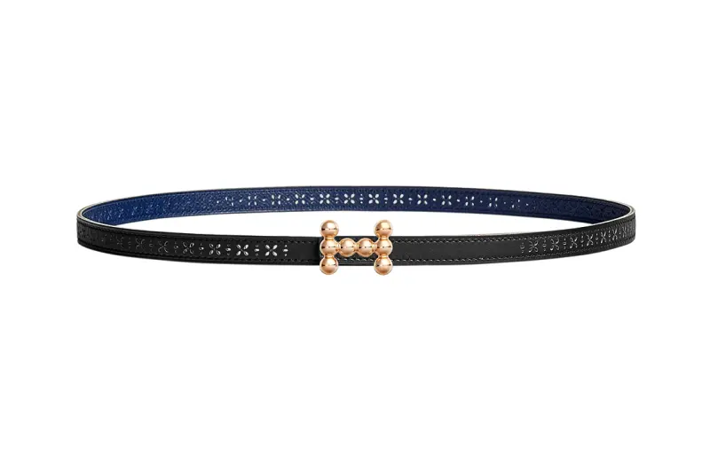 HERMES Calfskin Leather Belts Women's Width 1.3cm