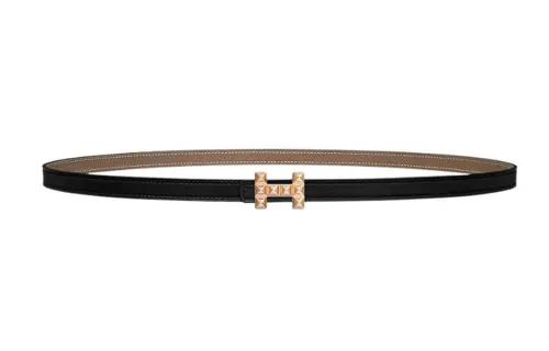 HERMES Medor Calfskin Leather Belts Women's Black Width 13mm