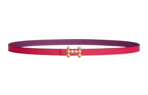 HERMES Bubble Calfskin Leather Belts Women's Pink Width 1.3cm