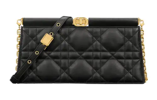 DIOR Caro Sheepskin One Shoulder Crossbody Clutch Regular Women's Black