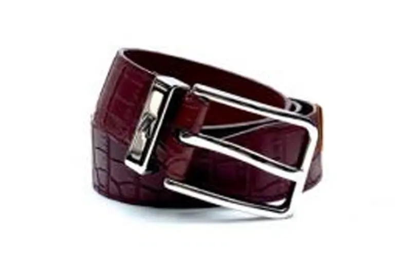 LOUIS VUITTON Leather Belts Men's Burgundy Width 3.5cm