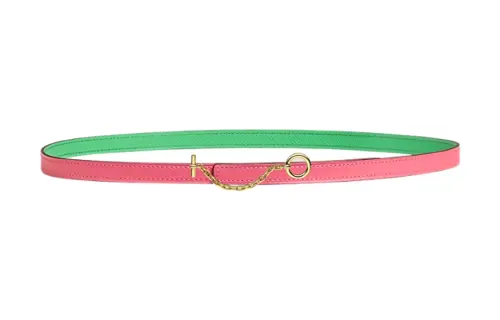HERMES Carrousel Calfskin Leather Belts Women's Pink Width 1.3cm