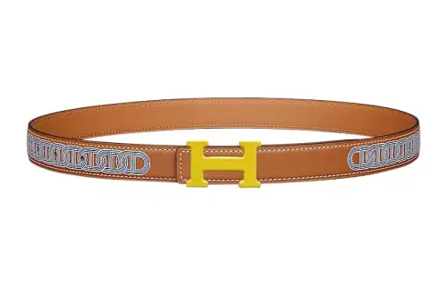 HERMES Calfskin, Enamel Leather Belts Women's Brown Width 2.4cm
