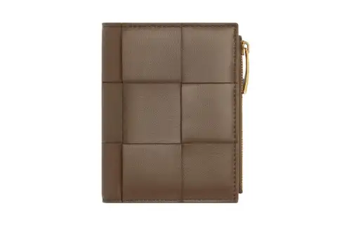 Bottega Veneta Sheepskin Wallet Small Women's Taupe Gray