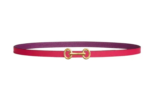 HERMES Heritage Calfskin Leather Belts Women's Pink Width 1.3cm