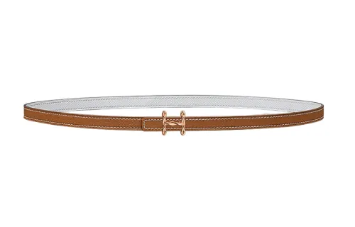 HERMES H Torsade Calfskin Leather Belts Women's Brown Width 1.3cm
