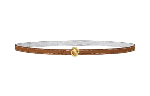 HERMES Calfskin Leather Belts Women's Brown Width 1.3cm