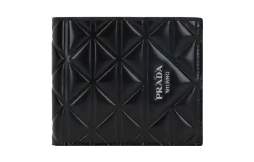 PRADA Calfskin Wallet Men's Black
