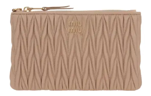 MIU MIU Lambskin Clutch Women's Beige