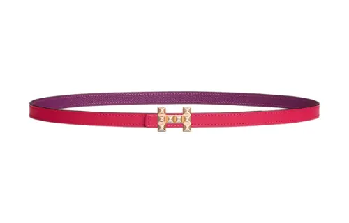 HERMES Medor Calfskin Leather Belts Women's Pink Width 1.3cm