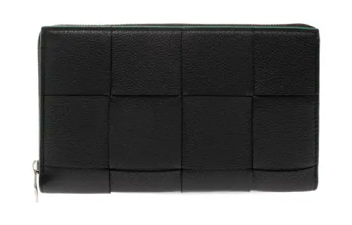 Bottega Veneta Intrecciato Leather Card Holder, Wallet Small Men's Black